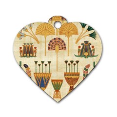 Egyptian Paper Papyrus Hieroglyphs Dog Tag Heart (one Side) by Sapixe