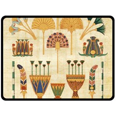 Egyptian Paper Papyrus Hieroglyphs Fleece Blanket (large)  by Sapixe