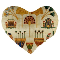 Egyptian Paper Papyrus Hieroglyphs Large 19  Premium Heart Shape Cushions by Sapixe