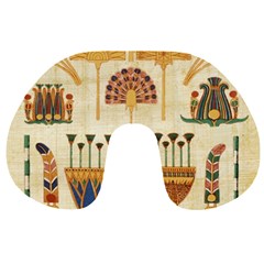 Egyptian Paper Papyrus Hieroglyphs Travel Neck Pillow by Sapixe