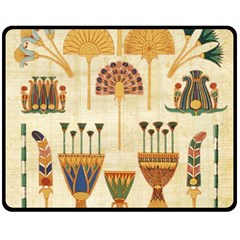 Egyptian Paper Papyrus Hieroglyphs Double Sided Fleece Blanket (medium)  by Sapixe