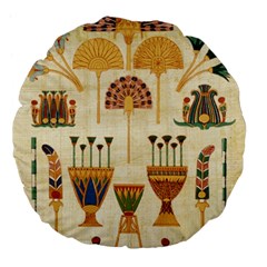 Egyptian Paper Papyrus Hieroglyphs Large 18  Premium Flano Round Cushions by Sapixe