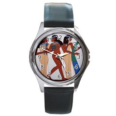 Egypt Fresco Mural Decoration Round Metal Watch by Sapixe