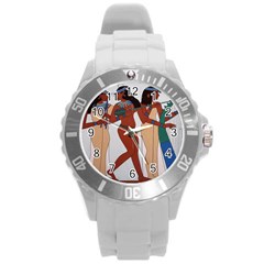 Egypt Fresco Mural Decoration Round Plastic Sport Watch (l) by Sapixe