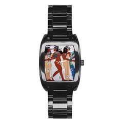 Egypt Fresco Mural Decoration Stainless Steel Barrel Watch by Sapixe