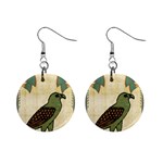 Egyptian Paper Papyrus Bird Mini Button Earrings Front