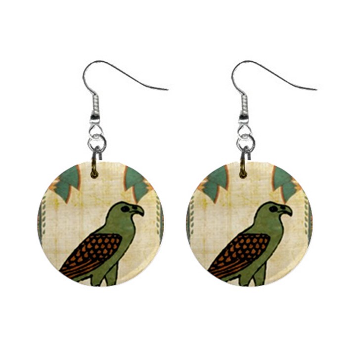 Egyptian Paper Papyrus Bird Mini Button Earrings