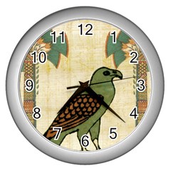 Egyptian Paper Papyrus Bird Wall Clock (silver) by Sapixe