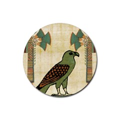 Egyptian Paper Papyrus Bird Rubber Coaster (round)  by Sapixe