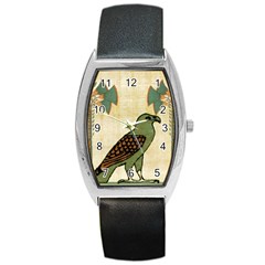 Egyptian Paper Papyrus Bird Barrel Style Metal Watch by Sapixe