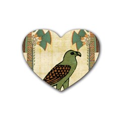 Egyptian Paper Papyrus Bird Rubber Coaster (heart)  by Sapixe