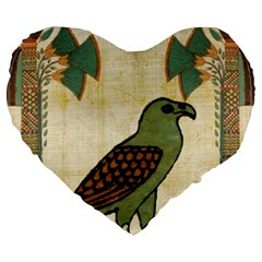 Egyptian Paper Papyrus Bird Large 19  Premium Heart Shape Cushions by Sapixe