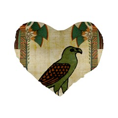 Egyptian Paper Papyrus Bird Standard 16  Premium Flano Heart Shape Cushions by Sapixe