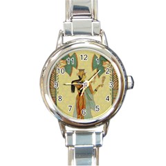 Egyptian Design Man Artifact Royal Round Italian Charm Watch by Sapixe