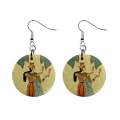 Egyptian Design Man Artifact Royal Mini Button Earrings by Sapixe