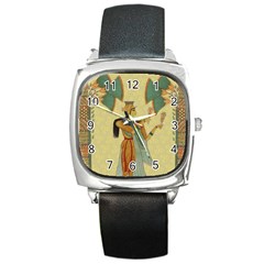 Egyptian Design Man Artifact Royal Square Metal Watch by Sapixe