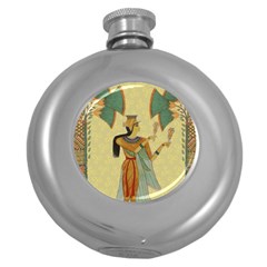 Egyptian Design Man Artifact Royal Round Hip Flask (5 Oz) by Sapixe