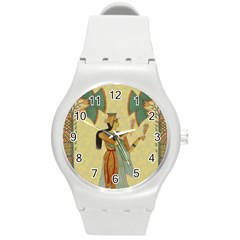 Egyptian Design Man Artifact Royal Round Plastic Sport Watch (m) by Sapixe