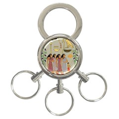 Egyptian Paper Women Child Owl 3-ring Key Chain by Sapixe