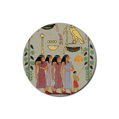 Egyptian Paper Women Child Owl Rubber Coaster (round)  by Sapixe