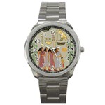 Egyptian Paper Women Child Owl Sport Metal Watch Front