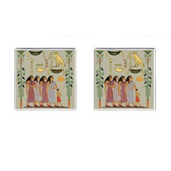 Egyptian Paper Women Child Owl Cufflinks (square) by Sapixe