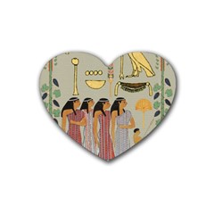 Egyptian Paper Women Child Owl Rubber Coaster (heart)  by Sapixe