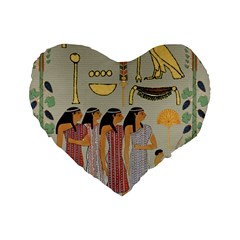 Egyptian Paper Women Child Owl Standard 16  Premium Heart Shape Cushions by Sapixe