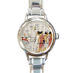 Egyptian Design Men Worker Slaves Round Italian Charm Watch by Sapixe