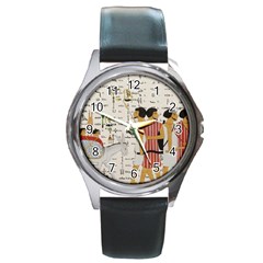 Egyptian Design Men Worker Slaves Round Metal Watch by Sapixe