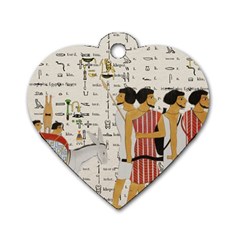 Egyptian Design Men Worker Slaves Dog Tag Heart (two Sides) by Sapixe