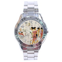 Egyptian Design Men Worker Slaves Stainless Steel Analogue Watch by Sapixe