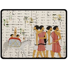 Egyptian Design Men Worker Slaves Double Sided Fleece Blanket (large)  by Sapixe