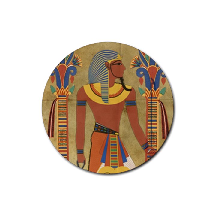 Egyptian Tutunkhamun Pharaoh Design Rubber Coaster (Round) 