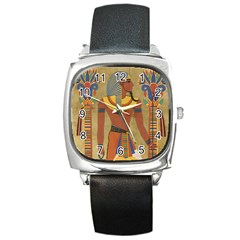 Egyptian Tutunkhamun Pharaoh Design Square Metal Watch by Sapixe