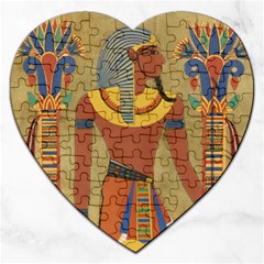 Egyptian Tutunkhamun Pharaoh Design Jigsaw Puzzle (heart) by Sapixe