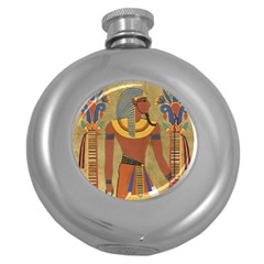 Egyptian Tutunkhamun Pharaoh Design Round Hip Flask (5 Oz) by Sapixe