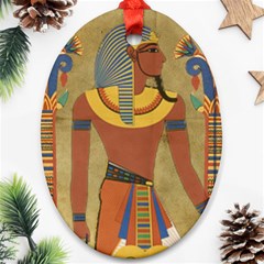 Egyptian Tutunkhamun Pharaoh Design Oval Ornament (two Sides) by Sapixe