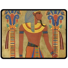 Egyptian Tutunkhamun Pharaoh Design Fleece Blanket (large)  by Sapixe