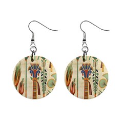 Egyptian Paper Papyrus Hieroglyphs Mini Button Earrings by Sapixe