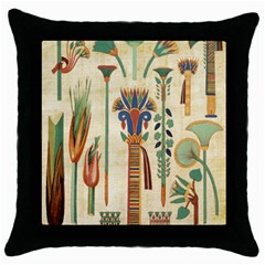 Egyptian Paper Papyrus Hieroglyphs Throw Pillow Case (black) by Sapixe