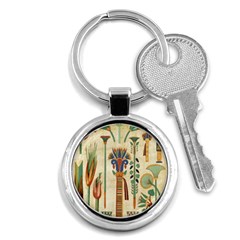 Egyptian Paper Papyrus Hieroglyphs Key Chain (round) by Sapixe