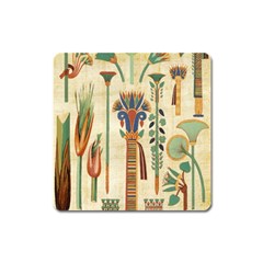 Egyptian Paper Papyrus Hieroglyphs Square Magnet by Sapixe