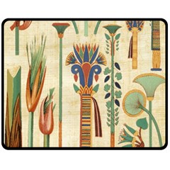 Egyptian Paper Papyrus Hieroglyphs Fleece Blanket (medium)  by Sapixe