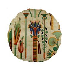 Egyptian Paper Papyrus Hieroglyphs Standard 15  Premium Round Cushions by Sapixe