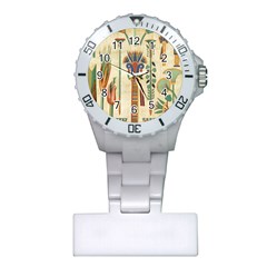 Egyptian Paper Papyrus Hieroglyphs Plastic Nurses Watch by Sapixe