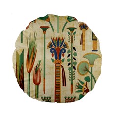 Egyptian Paper Papyrus Hieroglyphs Standard 15  Premium Flano Round Cushions by Sapixe