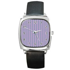 Pattern Star Flower Backround Square Metal Watch