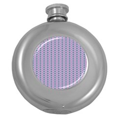 Pattern Star Flower Backround Round Hip Flask (5 Oz)