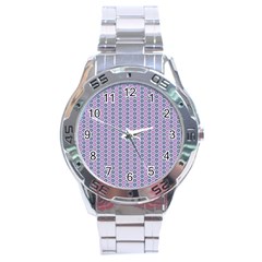 Pattern Star Flower Backround Stainless Steel Analogue Watch